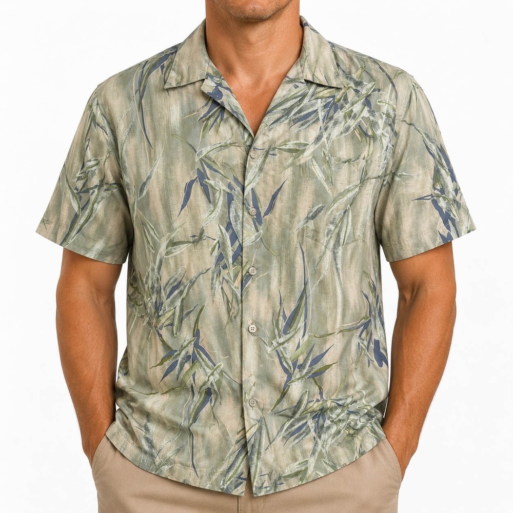 Tori Richard Hawaiian Shirt Mens 4XB Green Bamboo Viscose Aloha Camp‎ 0719 3122